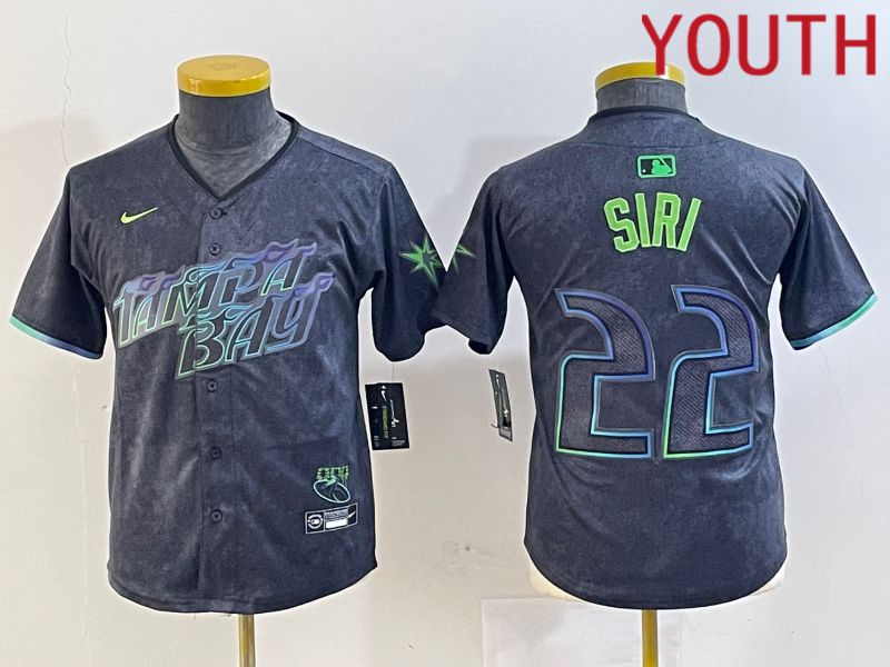 Youth Tampa Bay Rays #22 Siri Black City Edition Nike 2024 MLB Jersey style 5